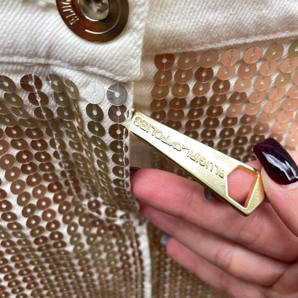 Blugirl Folies Y2K Gold and White Sequin Mini Skirt - Picture 5 of 8